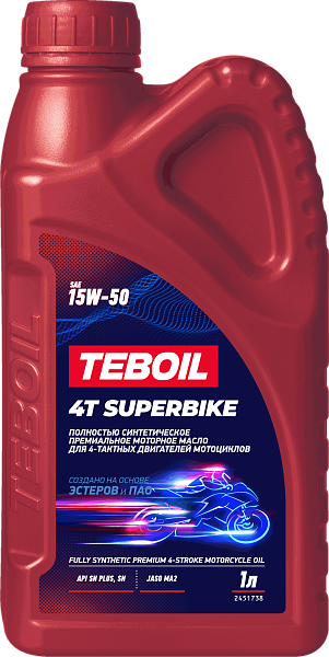 Синтетическое моторное масло TEBOIL 4T SUPERBIKE 15W-50