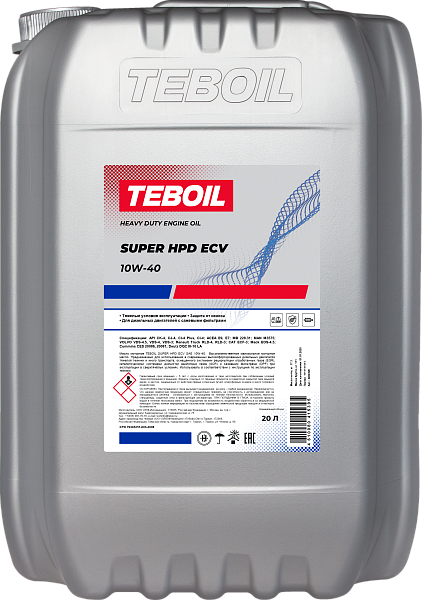 Малозольное моторное масло TEBOIL SUPER HPD ECV 10W-40